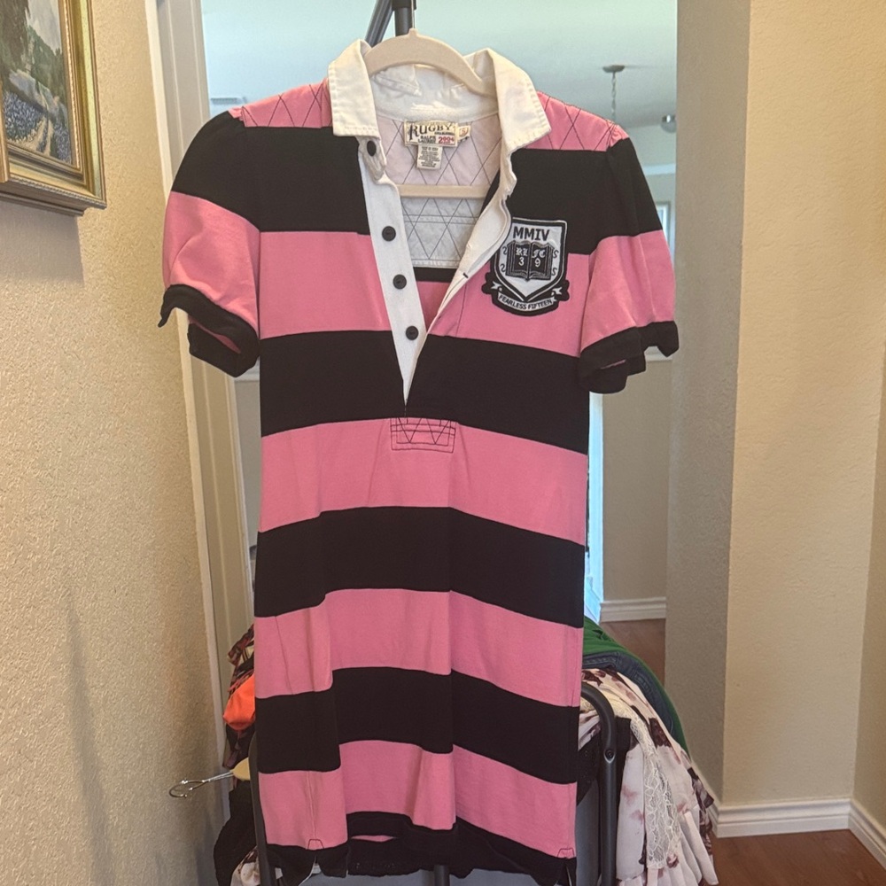 Rugby Ralph Lauren Pink and Black Striped Polo dress